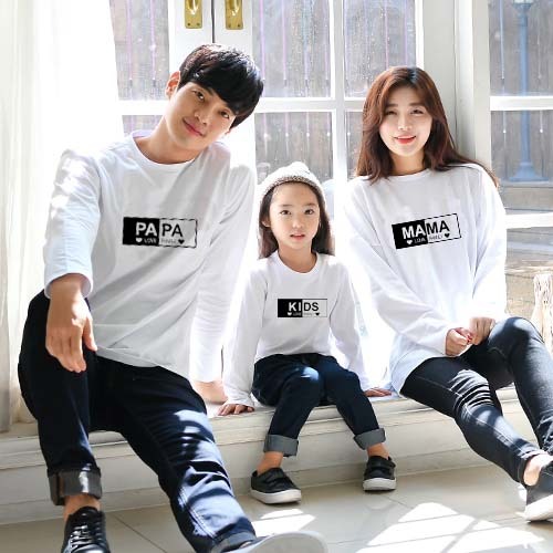 KAOS COUPLE KELUARGA LENGAN PANJANG PAPA MAMA KIDS BABY Tshirt Family Baju Set Keluarga KAOS PASANGA