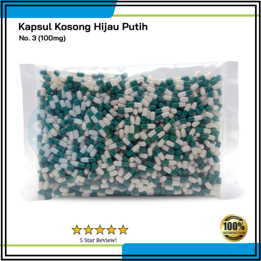 DyaL Kapsul Kosong Hijau Putih Semua Ukuran / Cangkang Kapsul Kosong isi 1000