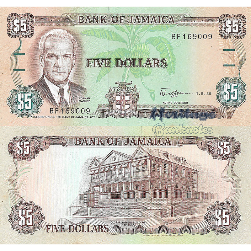 Mata Uang Jamaica 5 Dollars 1989
