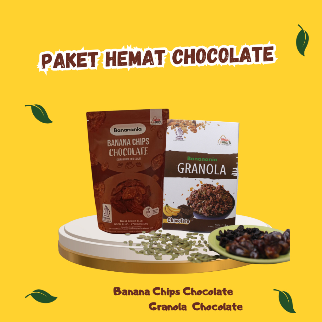 

[Bananania] Choco Pack - Banana Chips & Granola - Healthy Chip Sarapan Cereal Instan Crispy Camilan