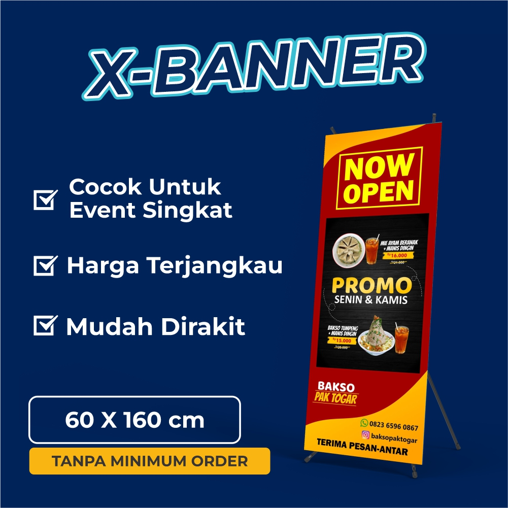 

Custom Standing X Banner Ukuran 160 x 60 Cm - Free Desain