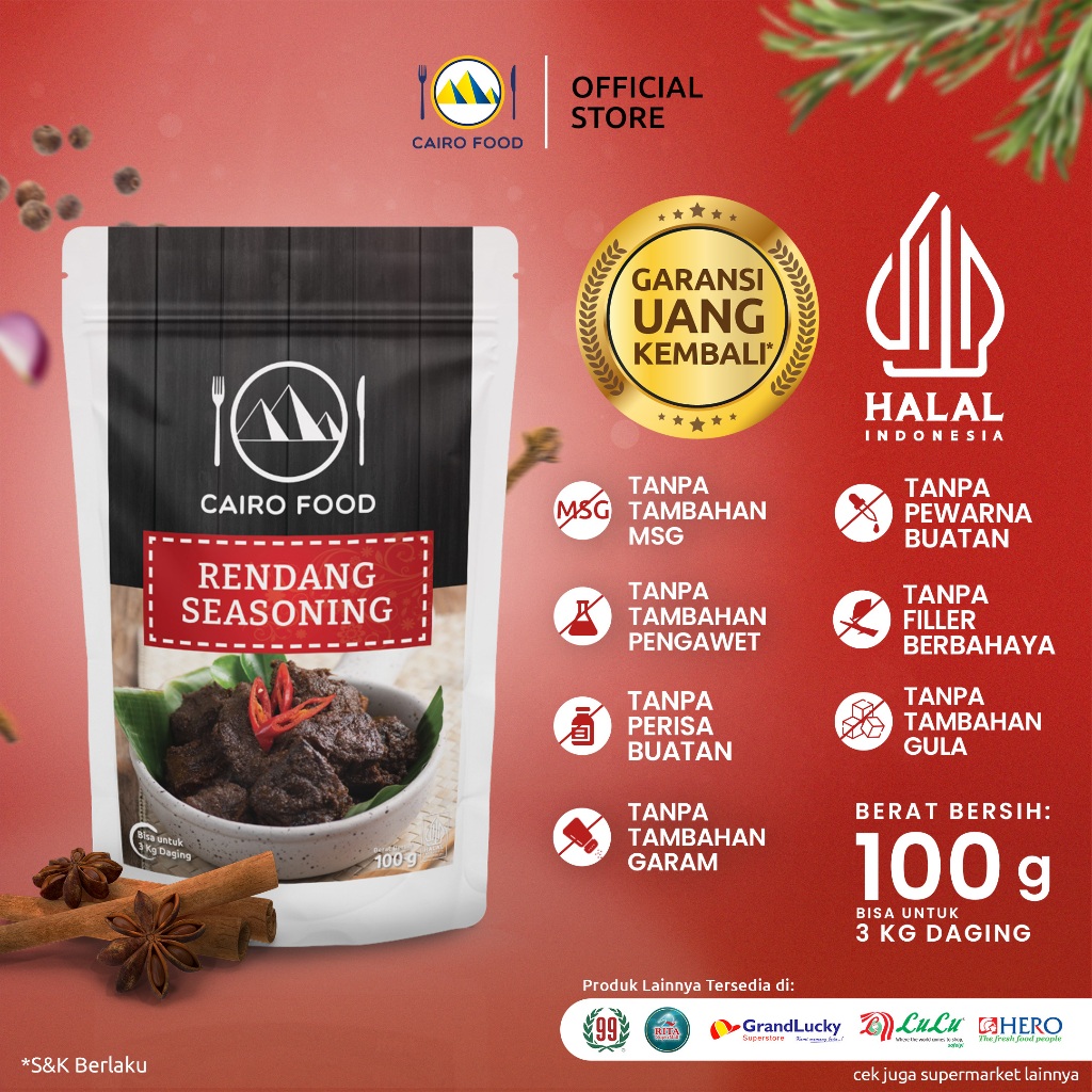 

Bumbu Rendang Sehat Tanpa MSG dan Filler Tambahan 100 Gram - Cairo Food