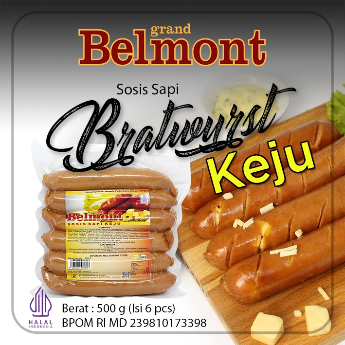 Belmont Sosis Keju Kemasan Vakum 500gr. Nikmat, Lezat dan Halal