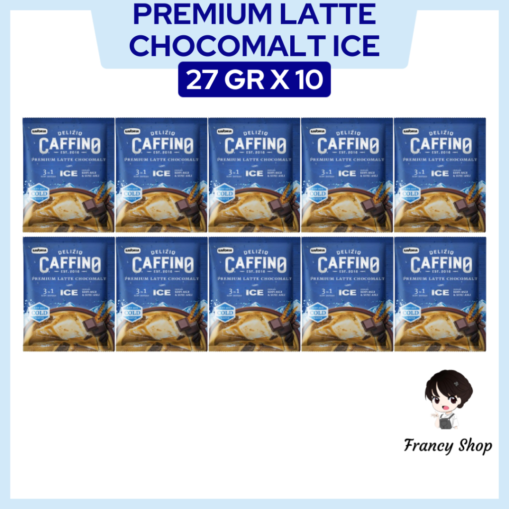

Paket Murah Kopi Delizio Caffino Premium Latte Chocomalt Ice Sachet Renceng 27 gr x10