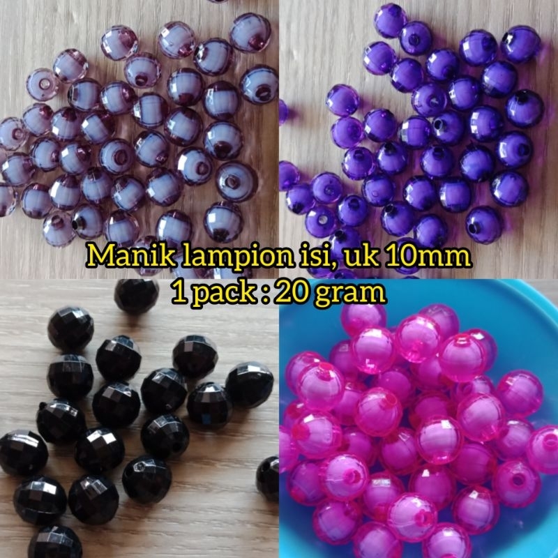 manik lampion isi / manik lampion 10mm / manik lampion bulat / manik bola dunia / mote bola dunia / 