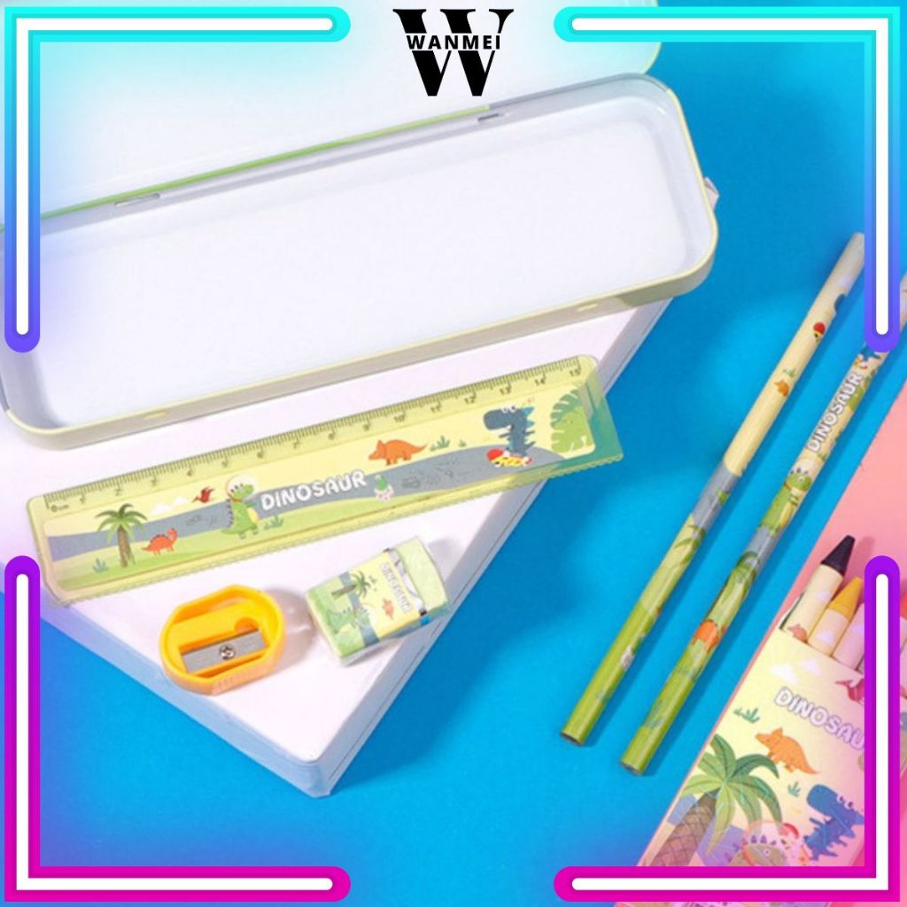 

WM Paket Alat Tulis 8015 + Kotak Pensil / Paket Menulis Crayon Rautan Penghapus Penggaris Motif Imut / Stationery Set Study Peralatan Sekolah Anak PAUD TK SD SMP Hadiah Pesta Ulang Tahun Karakter Gambar Lucu