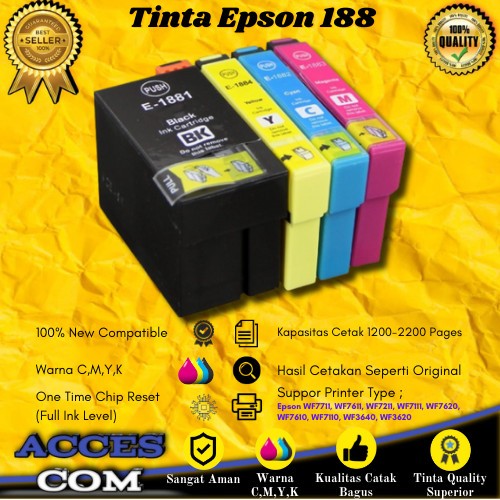 Cartridge Tinta Epson T188 188 Compatible WF7711 WF7611 WF7610 WF7612