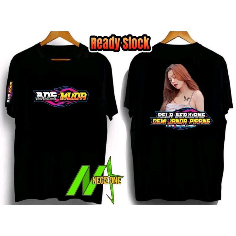 KAOS SABLON BOS MUDA RELA BERJUANG LENGAN PENDEK ~ HITAM