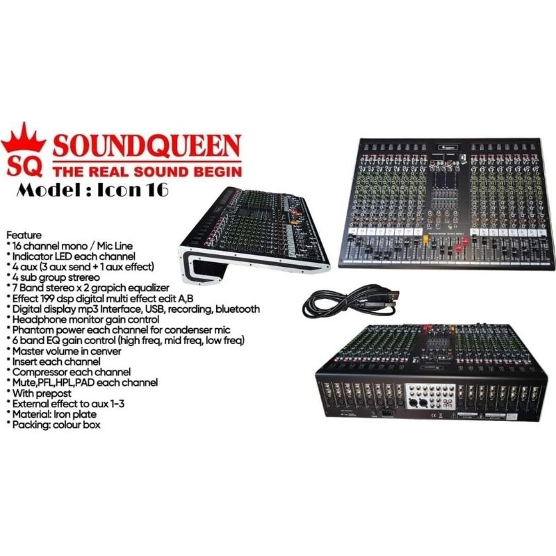MIXER SOUNDQUEEN ICON 16 ORIGINAL 16 CHANEL COMPRESS GARANSI RESMI SQ