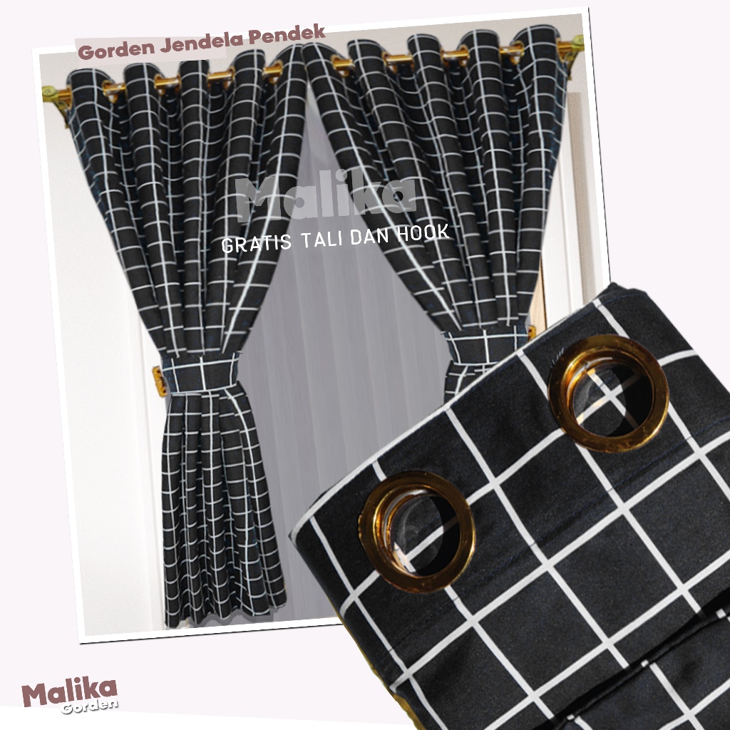 GORDEN JENDELA PENDEK AESTETIC KOTAK KOTAK - GORDEN JENDELA - HORDENG JENDELA PENDEK POLOS EMBOSS
