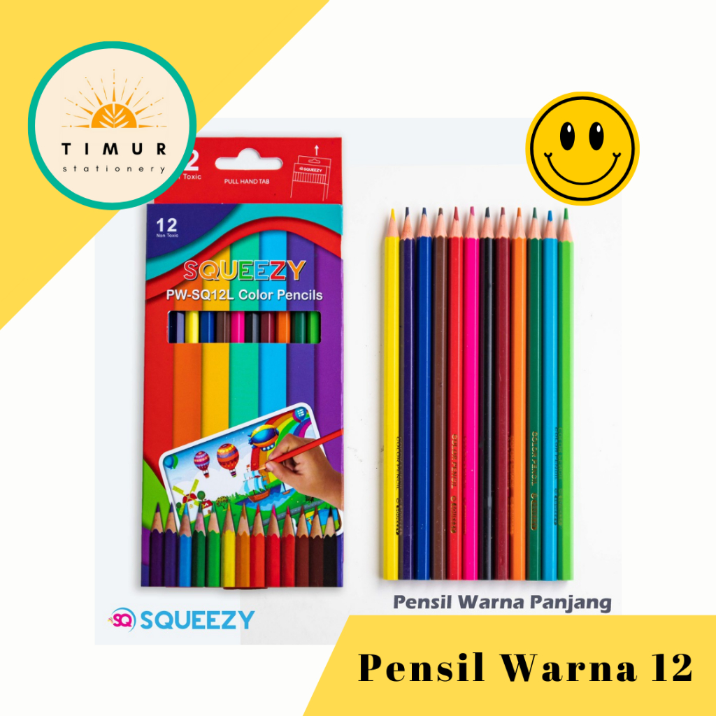 

Pensil Warna Squeezy Panjang 12 Warna Murah per Set