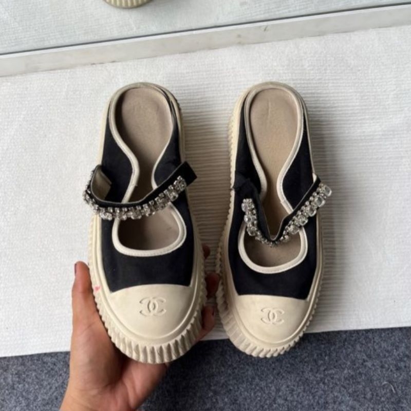 Mules Sneakers with Rhinestones Strap