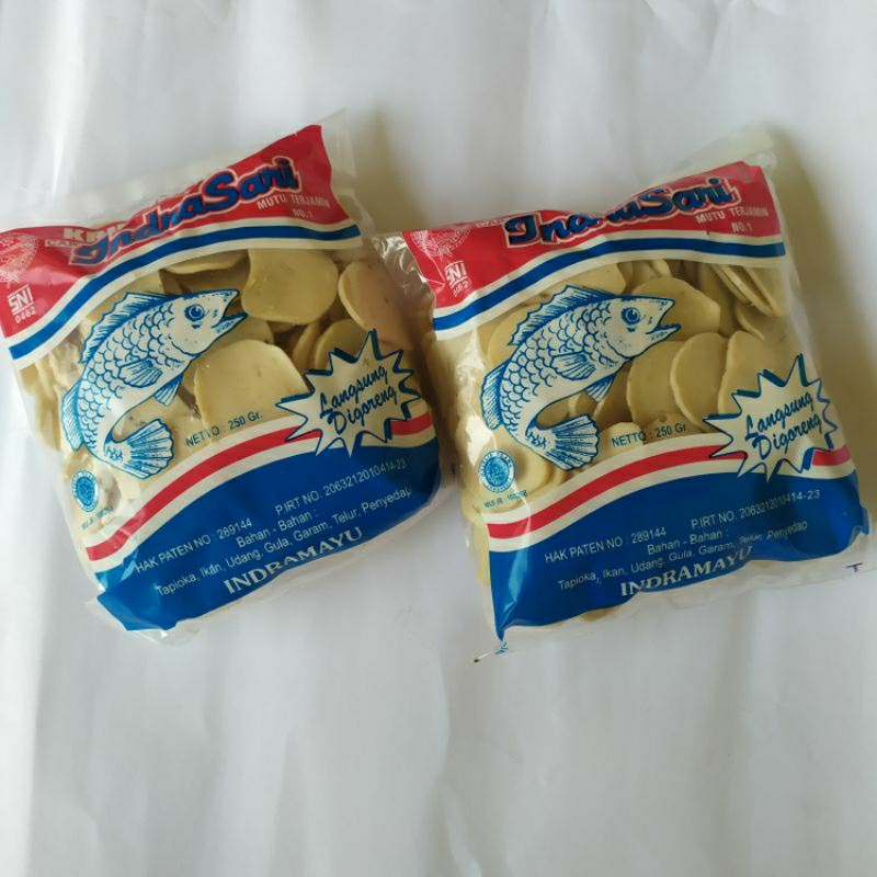 

Krupuk Ikan merk Indrasari mudah digoreng tidak perlu dijemur asli Indramayu