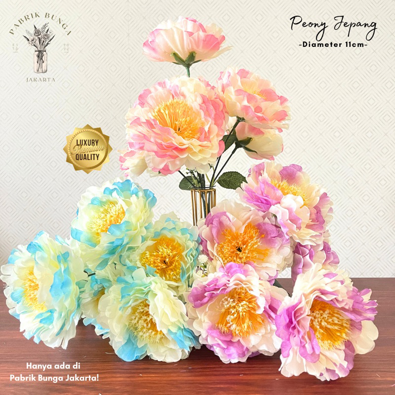 ✅COD (6 Tangkai) Bunga Peony Jepang Jumbo 11cm/ Bunga Paeonia Jumbo Artificial / Bunga Autumn Premium Import Dekorasi