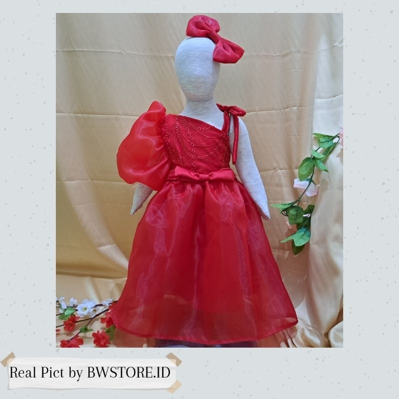 (BISA CUSTOM WARNA)Dress Pesta Anak Perempuan Organza kombinasi Brokat Lengan kombinasi / Baju Pesta
