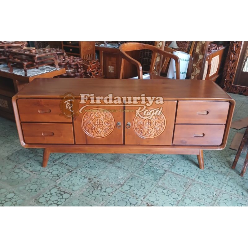 Buffet bufet bifet tv meja tv kayu jati minimalis antik jepara pintu mebel laci 4 murah termurah ter