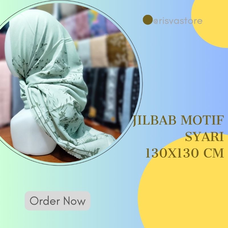 Jilbab Motif Syari 130x130cm