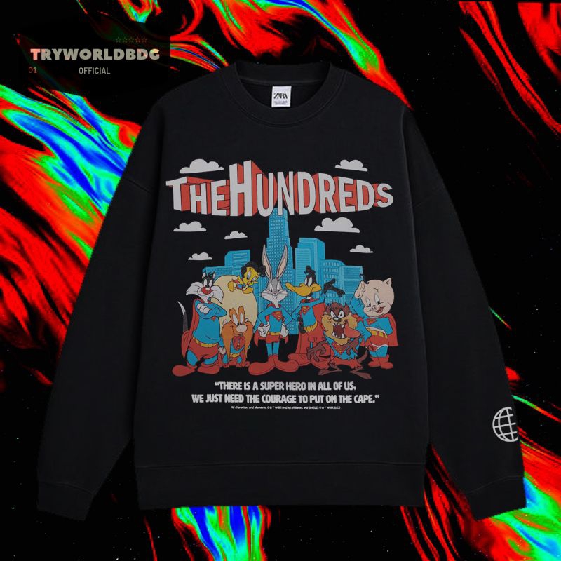 TRYWORLDBDG OFFICIAL "THE HUNDREDS" CREWNECK | SWEATER | HOODIE | CREWNECK HITAM | CREWNECK EDISI KA