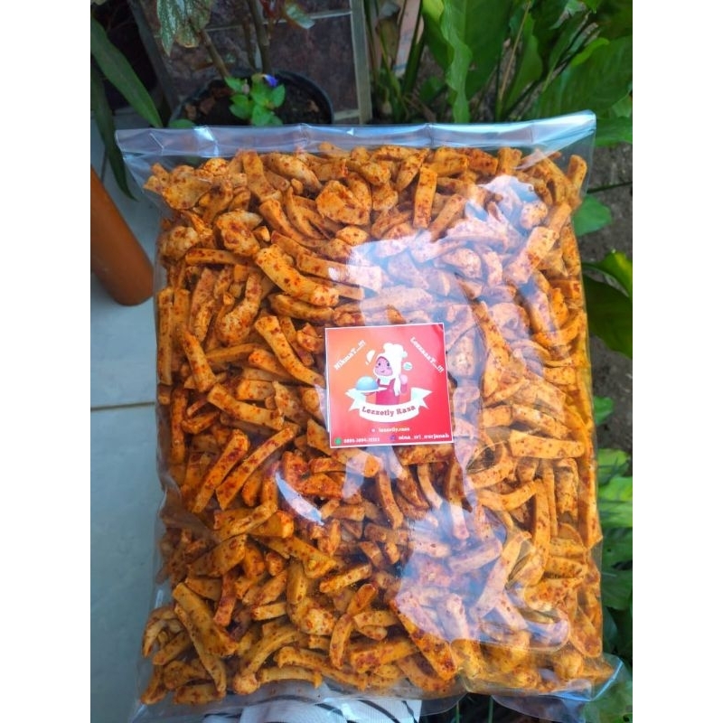 

BasrengKering Basreng Ikan Tuna Stik Kering Cemilan Enak Kriuk by Lezzetly Rasa 1kg