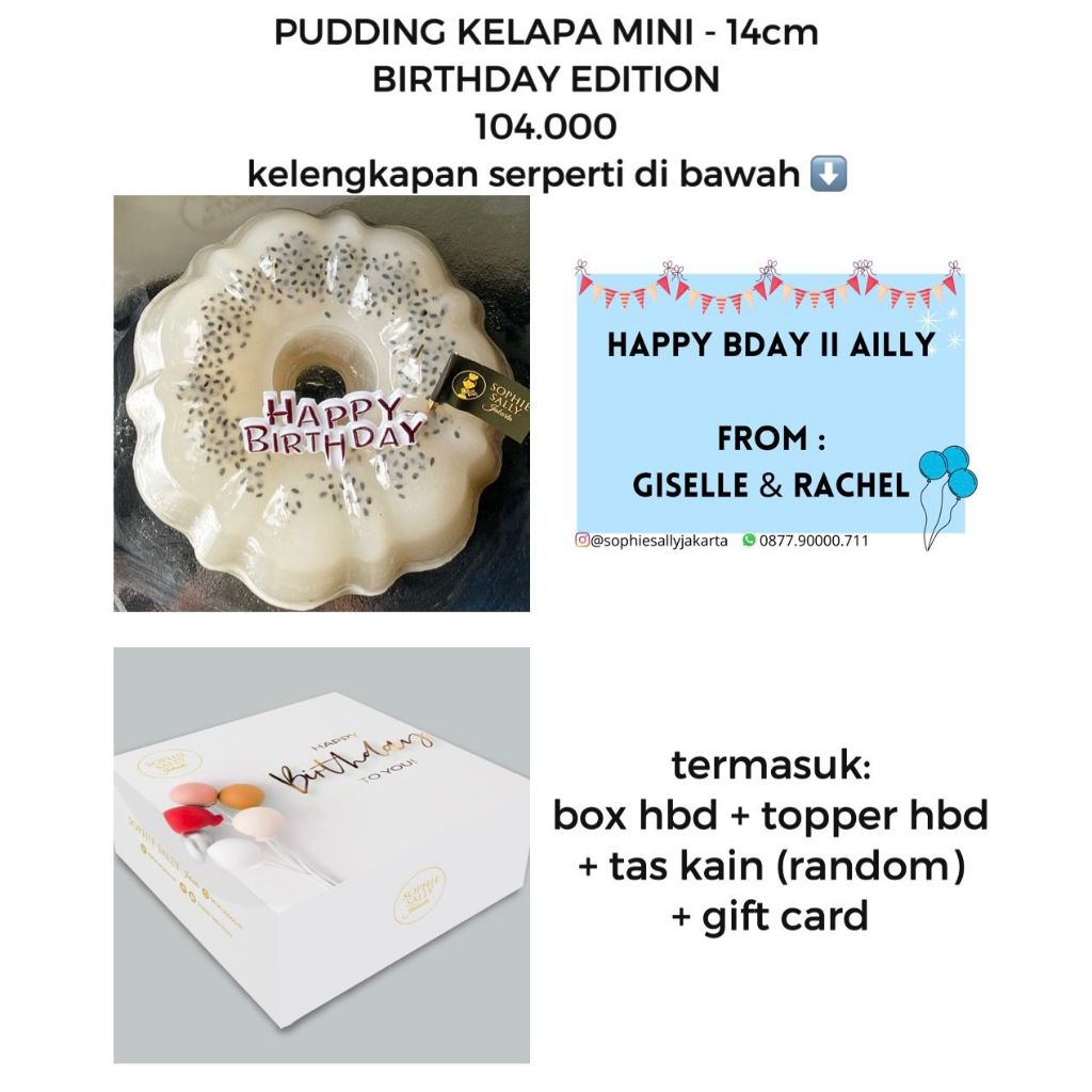 

Pudding MINI 14cm Kelapa / Lumut BIRTHDAY EDITION - READY SETIAP HARI