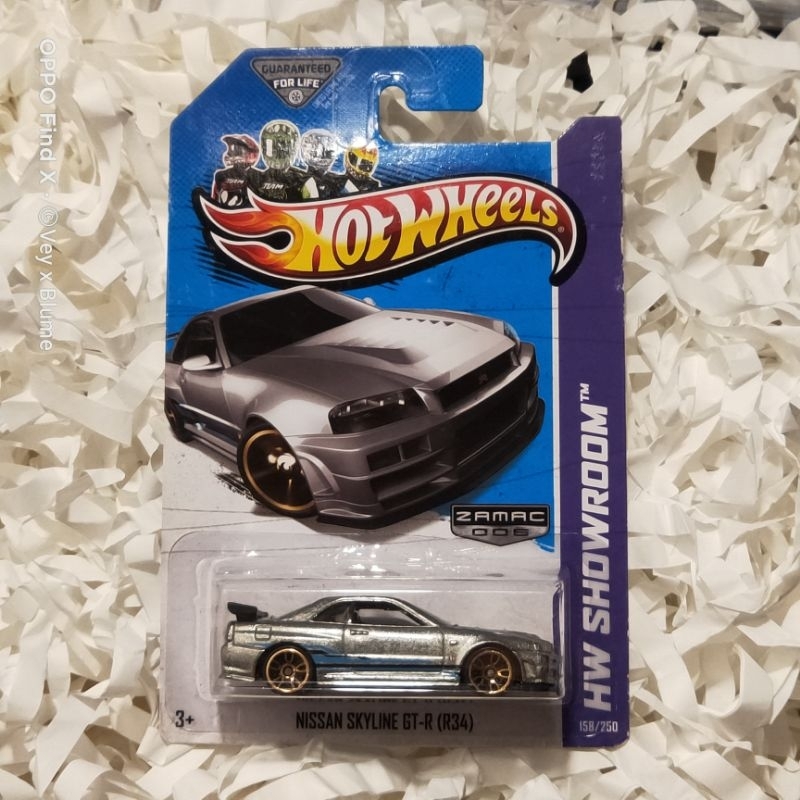 hotwheels nissan gtr r34 zamac #2 skyline bnr34 bubble not mint hw showroom reguler hot rare item no