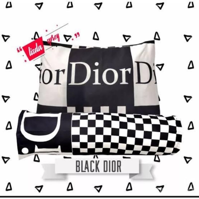 Sarung bantal dan sarung guling kotak hiam putih