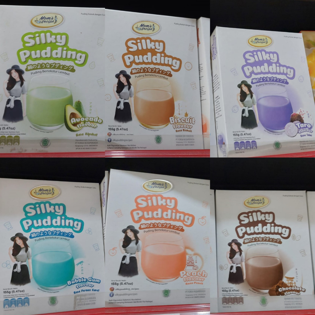 

Mom's Recipe Silky Pudding Bahan Puding Bertekstur Lembut Halal 155g / 155 gram Varian Rasa Buah Alpukat Avocado Flavor / Biskuit Biscuit Flavour / Talas Taro / Permen Karet Bubble Gum / Persik Peach / Choco Chocolate Cokelat Coklat Ready Pekanbaru Ojek