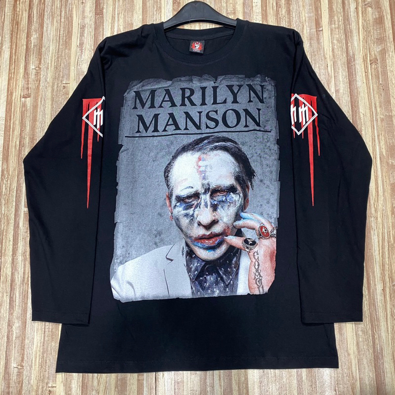 KAOS BAND MARILYN MANSON  FULL PRINT SABLON AOP BOLAK BALIK DEPAN BELAKANG IMPORT IMPOR THAI THAILAN