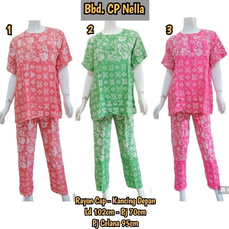 Setelan Baju Tidur Babydoll Celana Panjang Fit L Batik Cap