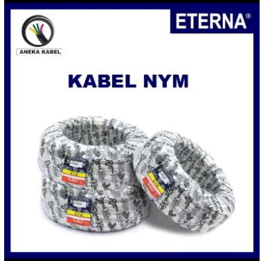 Kabel NYM 2x1,5 2x1.5 Eterna (kawat bukan serabut) 50 Meter