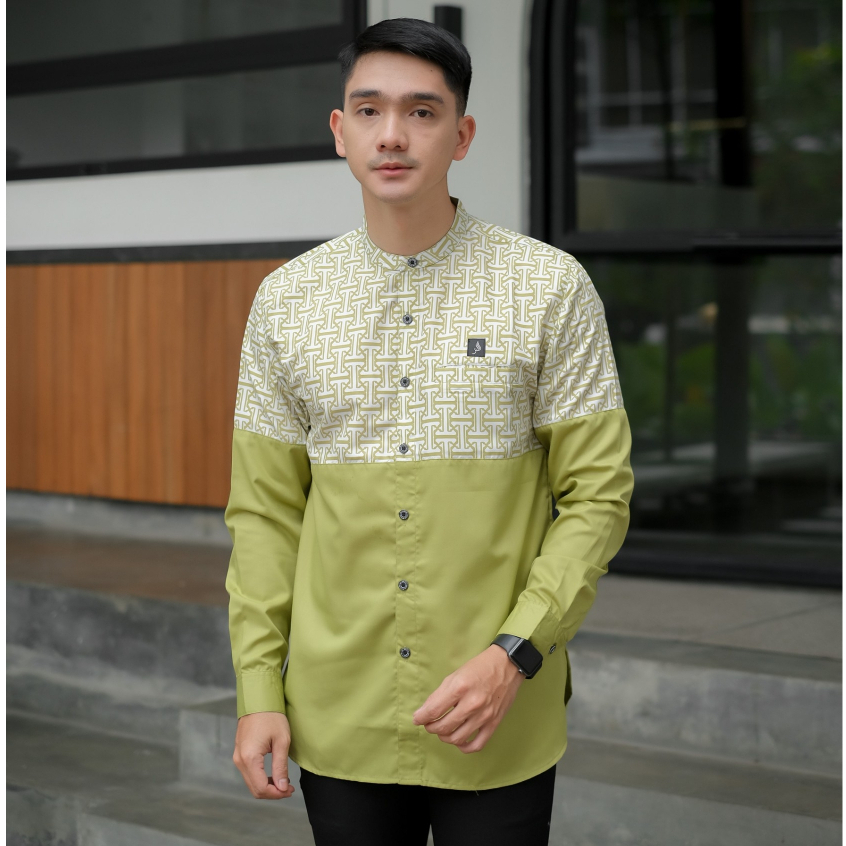 Kemeja Koko Pria Dewasa Lengan Panjang Model Kurta Pakistan Motif Kobata / Kemko Kurta Khalif Sublim