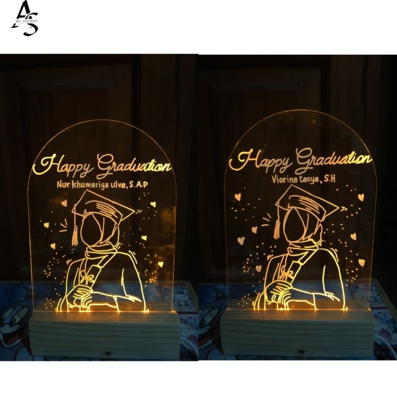 BISA COD | KADO WISUDA KADO ULANG TAHUN CEWEK AKRILIK LED HADIAH WISUDA HADIAH ULANG TAHUN