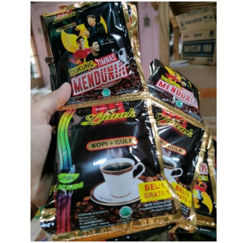 

Kopi Luwak Hitam Kopi dan gula Sachet 25gr isi 18pcs