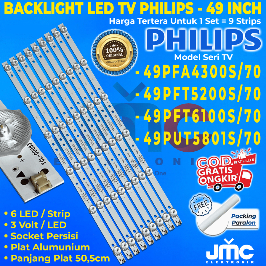 BACKLIGHT TV LED PHILIPS 49 INCH 49PFA4300S 49PUT5801S 49PFT5200S 49PFT6100S 49PFA4300S/70 49PUT5801