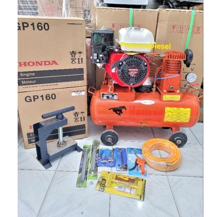 Kompresor Angin MUSTANG 1/4HP+Mesin HONDA GP160