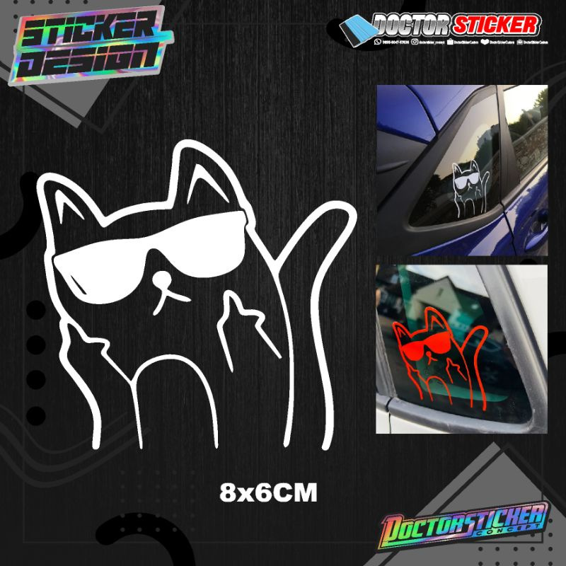 Sticker kucing lucu kaca mobil variasi stiker lucu mobil cutting stiker