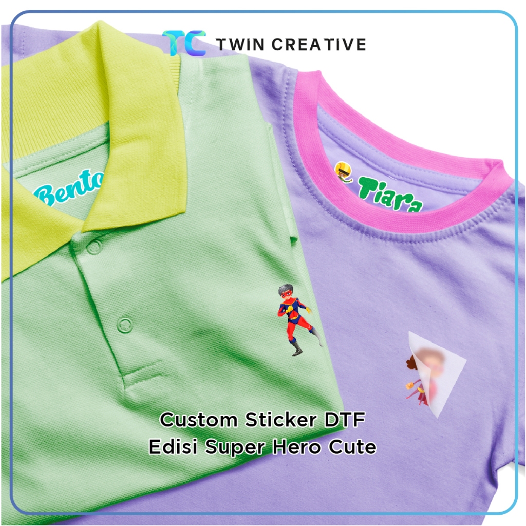 

Custom Sticker DTF Edisi Super Hero Cute Sablon Setrika Siap Press - Stiker Kain Label Nama Baju Anak