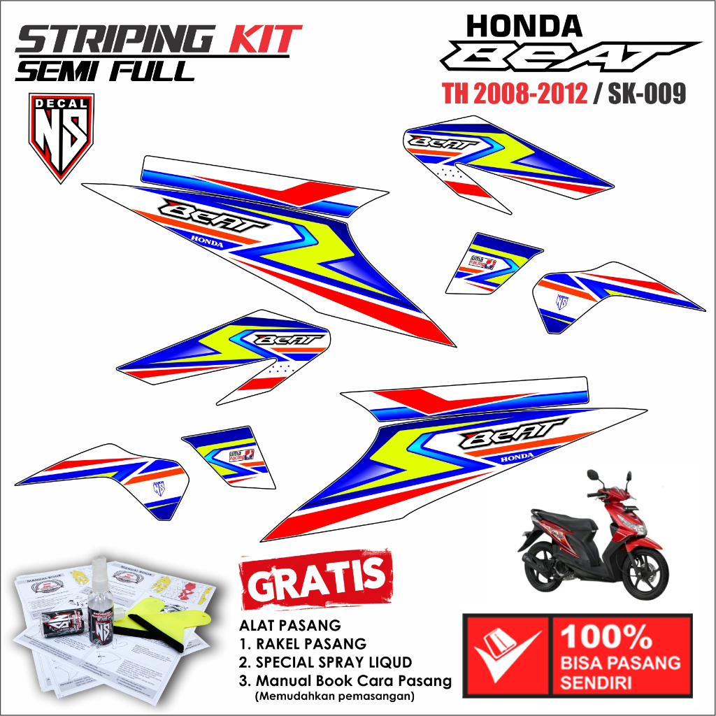 Striping Beat Karbu Grafis Racing Putih