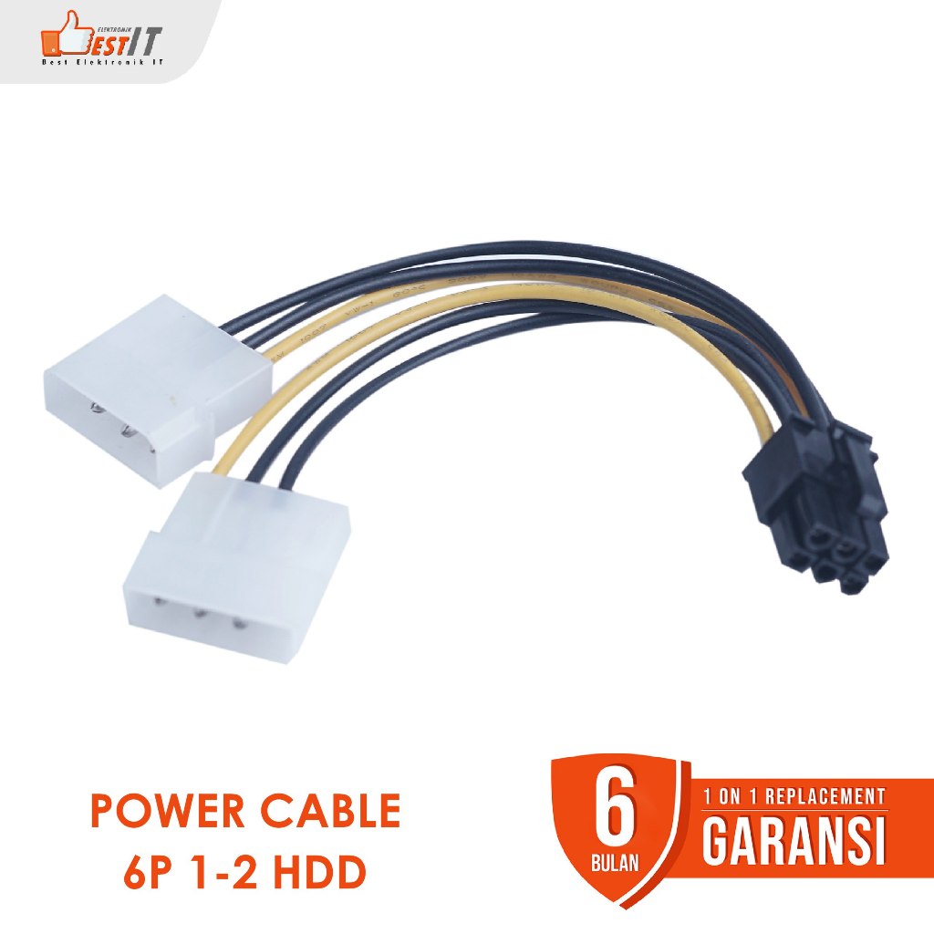 Kabel power VGA adapter 2 Molex to 6 pin