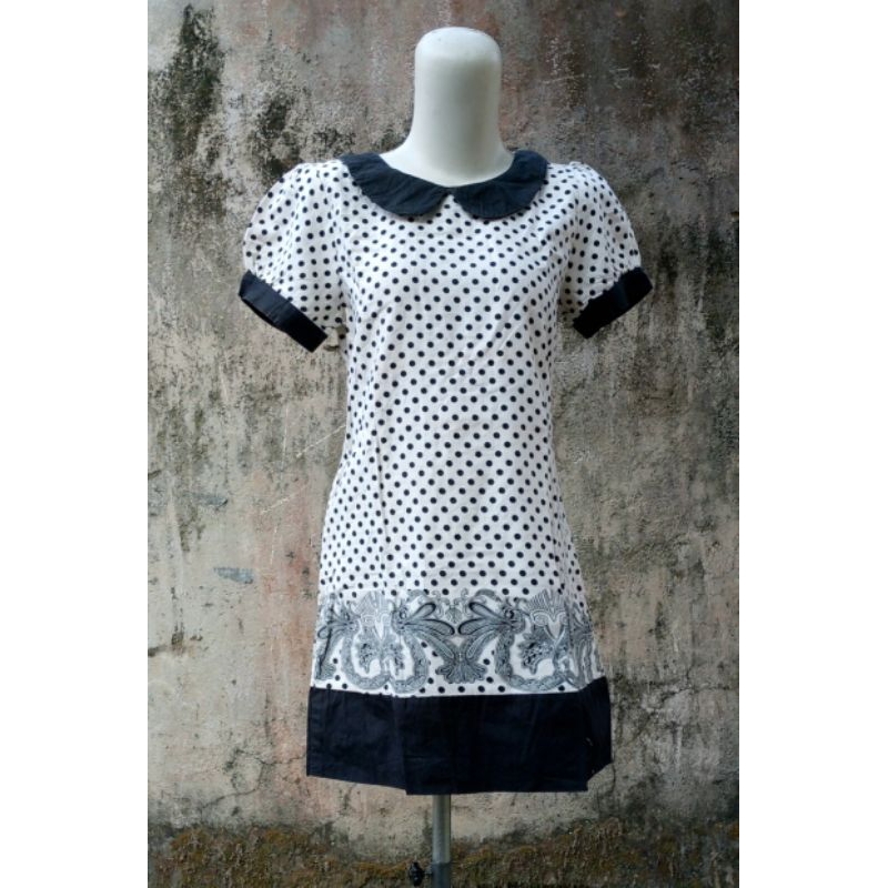 BLOUSE TUNIK PUTIH POLKADOT