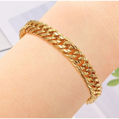Gelang Tangan Rantai Titanium Wanita Anti Karat / Gelang Rantai Emas Polos