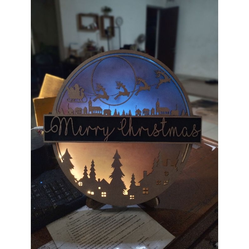 DEKORASI NATAL/ HIASAN PINTU NATAL/ LAMPU HIAS NATAL