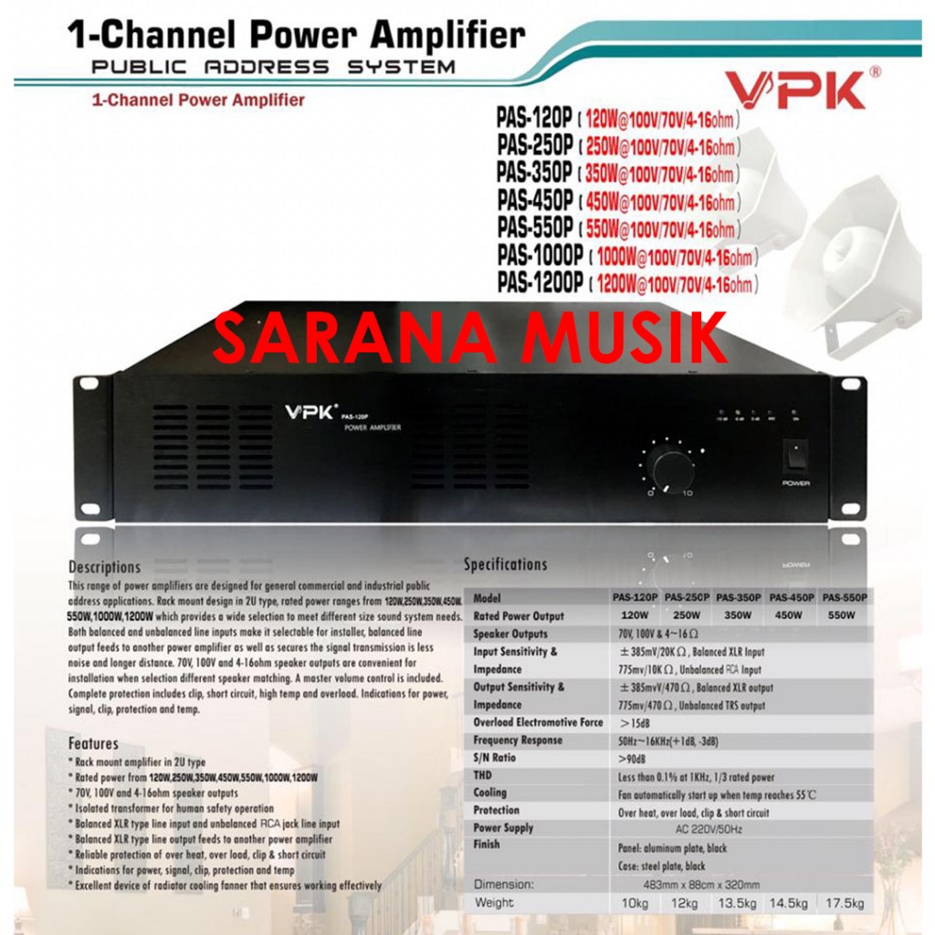 Power Amplifier VPK PAS 550P VPK PAS550P VPK PAS 550 P 550W Original