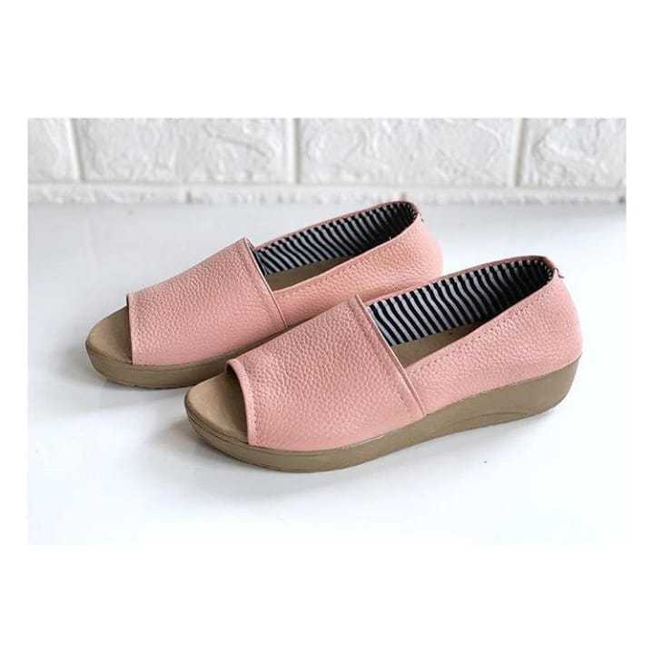 Wedges kulit wedges 3cm Wedges wanita Pocha