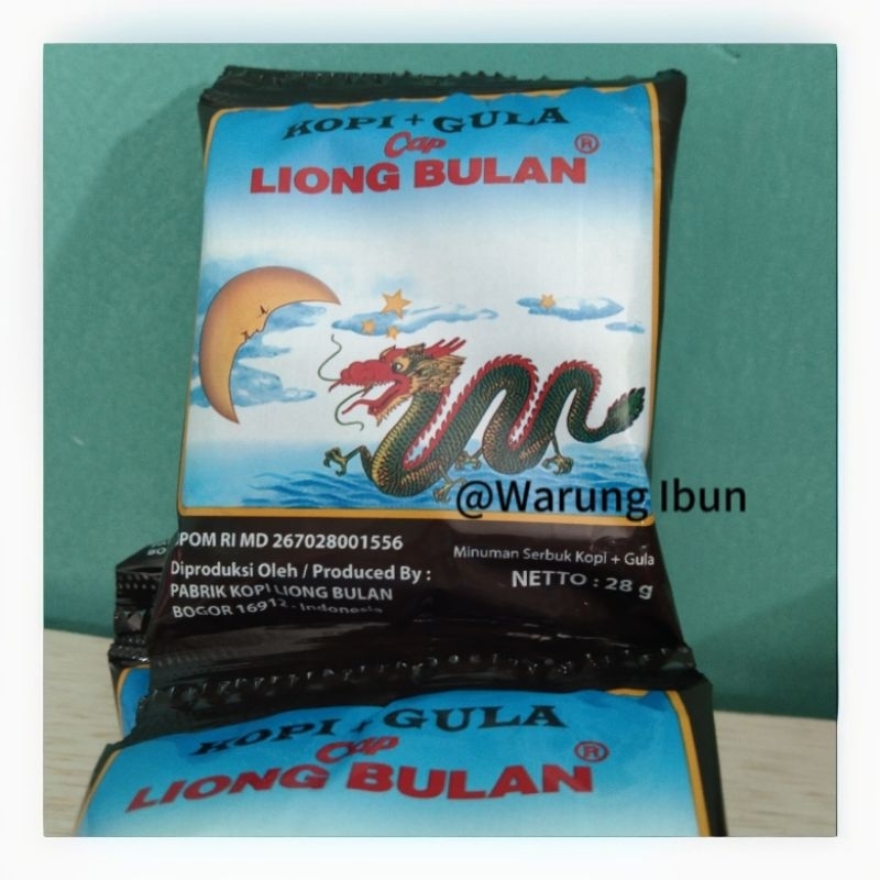 

Kopi Liong Bulan Kopi Hitam+Gula 1 Renceng 10pcs per 28gr