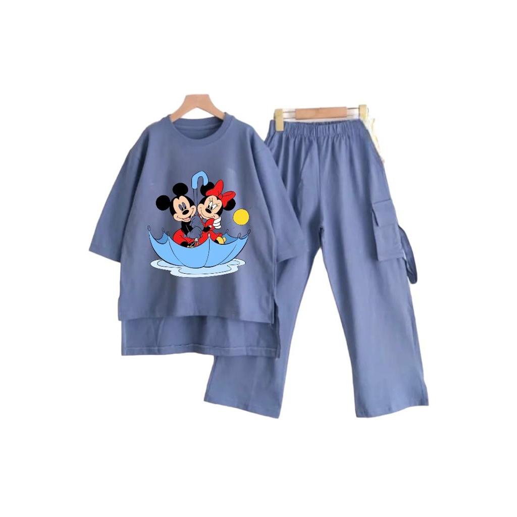 	 setelan anak cargo micky terbaru/one set anak cringkel airflow kekinian size(M,L,XL,XXL)	