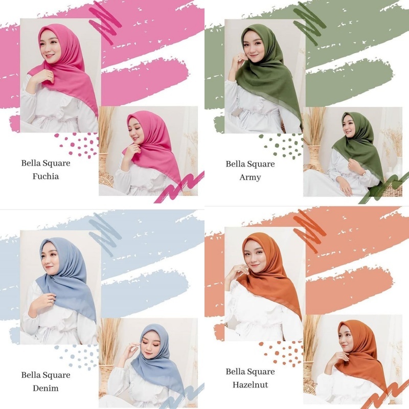 PAKET USAHA 6 PCS HIJAB BELLA SQUARE JILBAB SEGI EMPAT POLYCOTTON PREMIUM JAHIT NECI PREMIUM