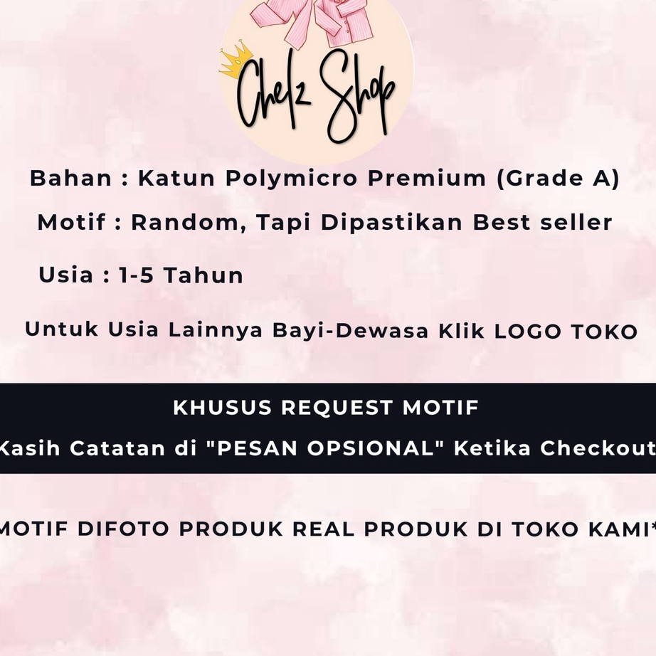 Ready Paket Usaha Baju Tidur Piyama Anak Dapat 3 PCS 1-5 Tahun Motif Karakter Lucu Kekinian Murah