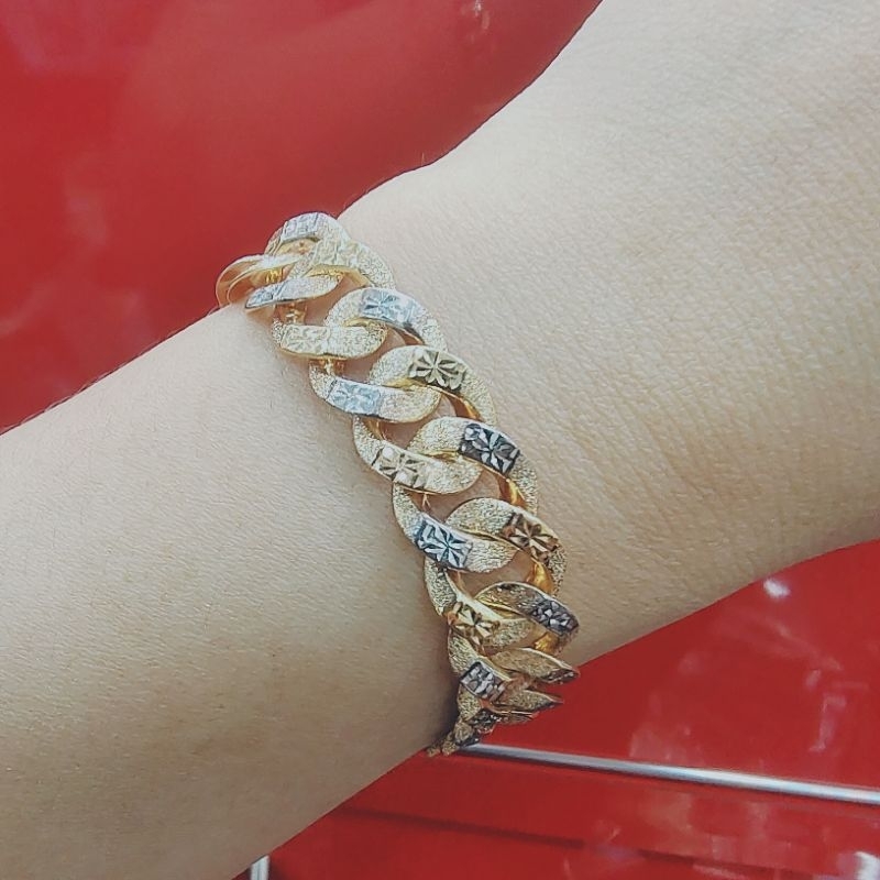 gelang sisik naga kombinasi mas putih lebar lebih dari 1 cm mas asli