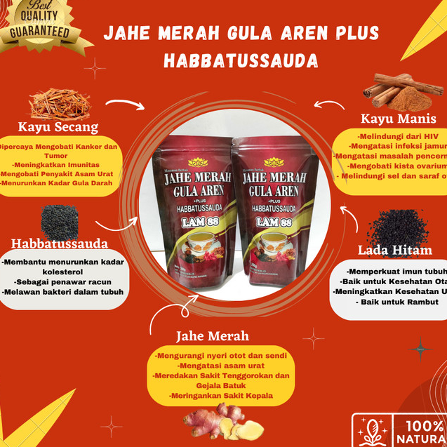 

Ready Stok Jahe Merah Gula Aren Plus Habbatussauda 100% ORIGINAL Diskon